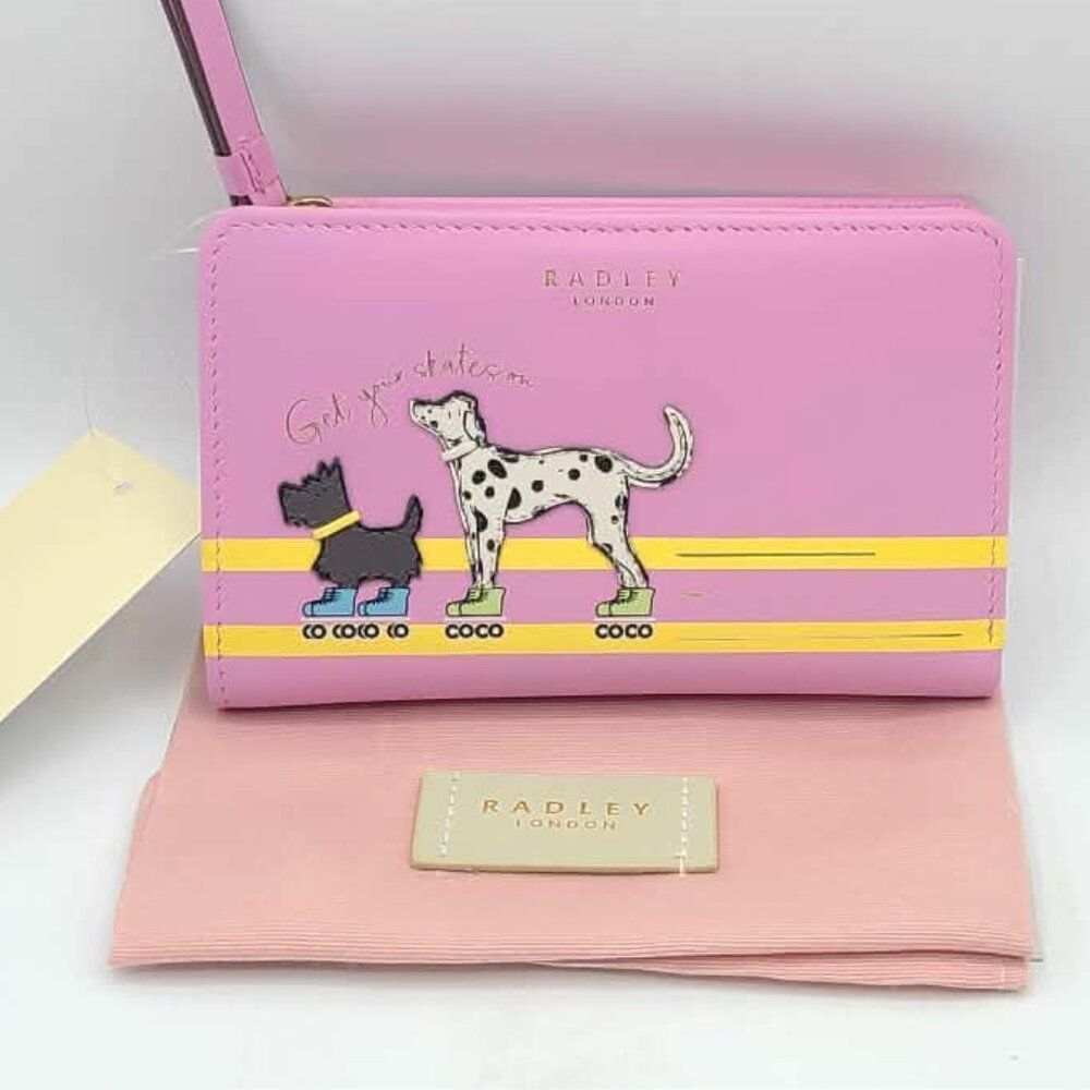 Radley London Pink Get Your Skates On Medium Bifold Leather Wallet NWT!
